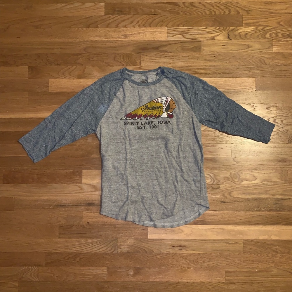 Lucky Brand Indian Motor Cycle Baseball Raglan Tee
